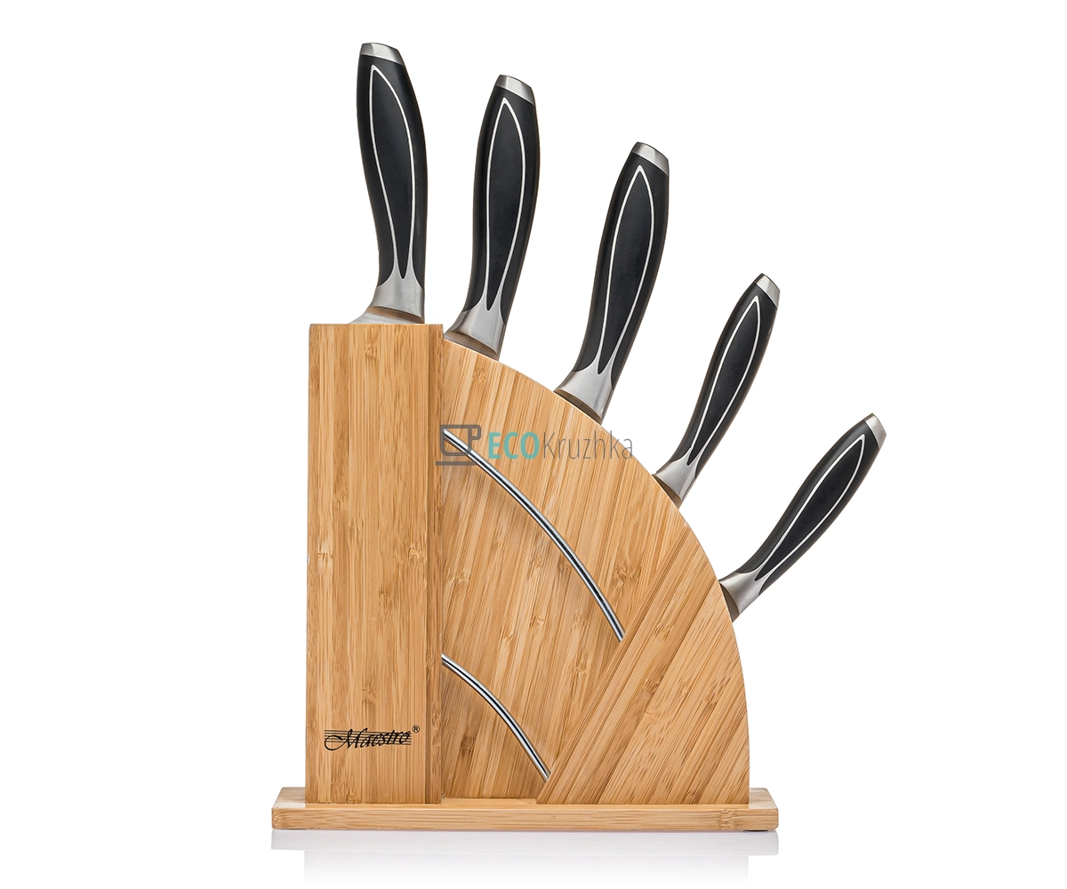 Набір ножів із деревяною підставкою 6 предметів Maestro MR-1425