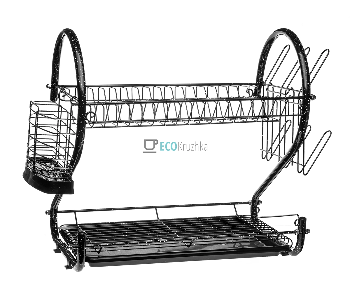 Сушка для посуду з нержавейки двоярусна Edenberg Чорна EB-2109M