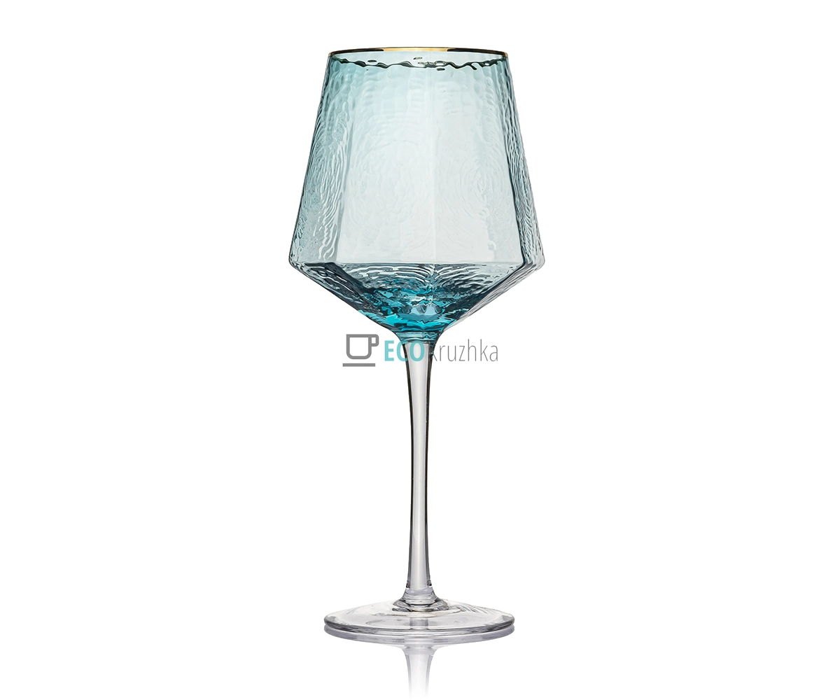 Келих 🍷 для вина з блакитного скла Кристал 530мл EK9035