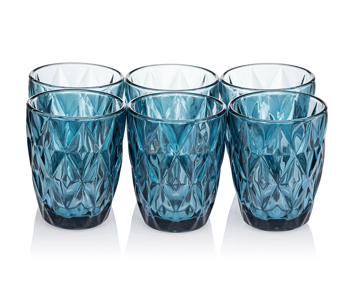 Набір кольорових склянок 6шт Glassware 270 мл Синій EK9011