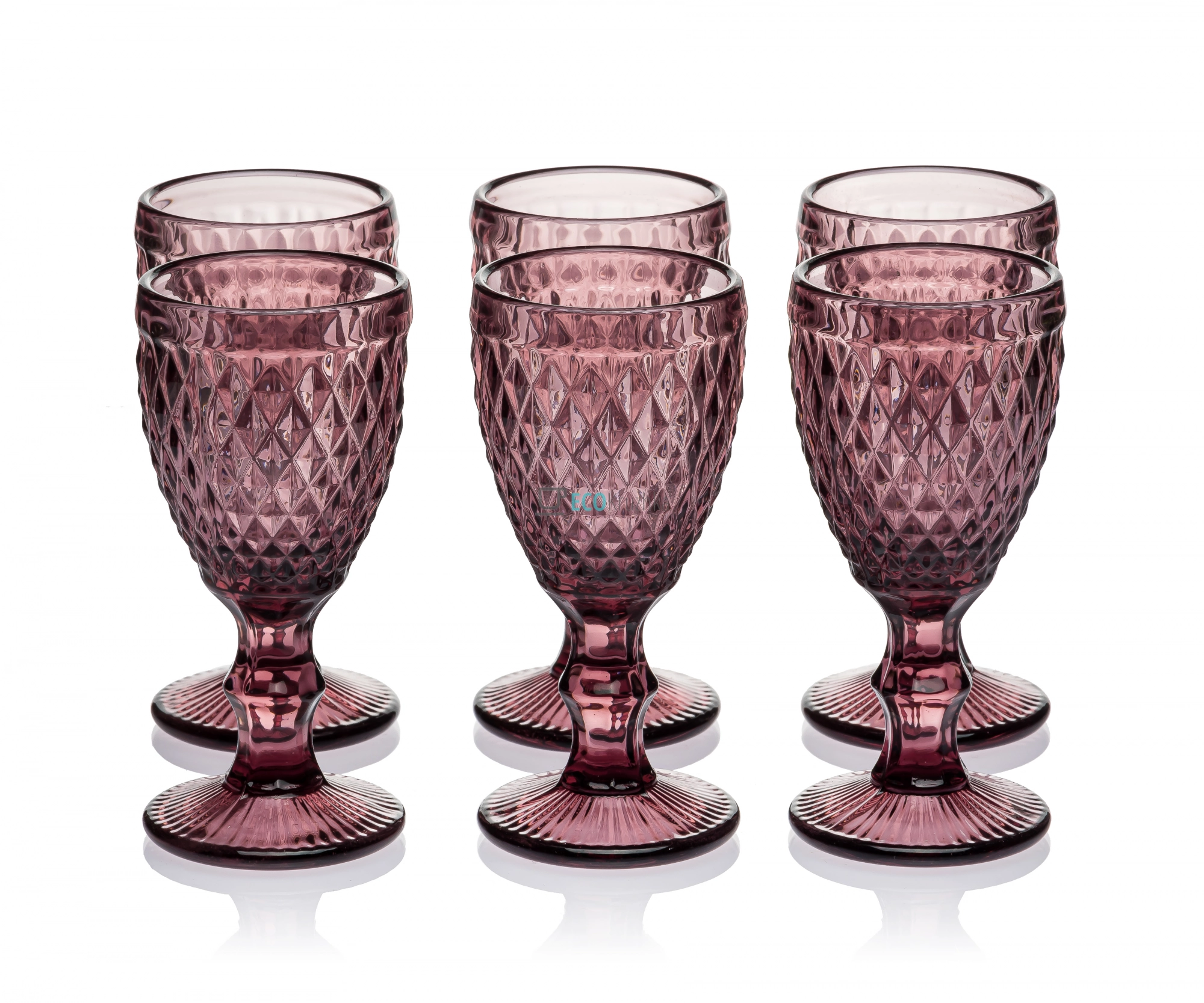 Набір чарок з кольорового скла 6 шт Glassware 40 мл Рожевий EK9055