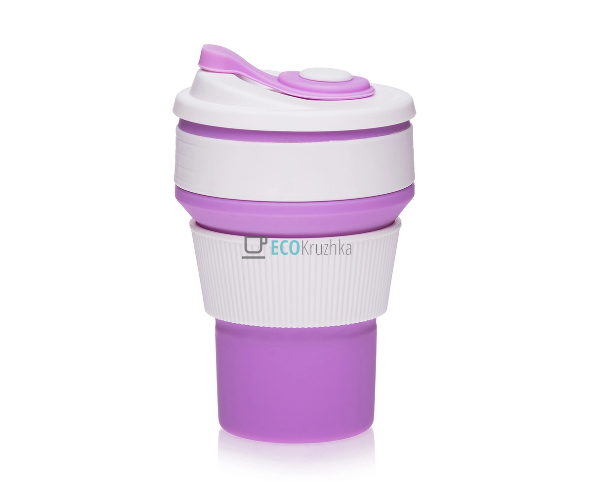 Складаний стакан силіконовий Collapsible Coffee Cup 350 мл Фіолетовий EK8468