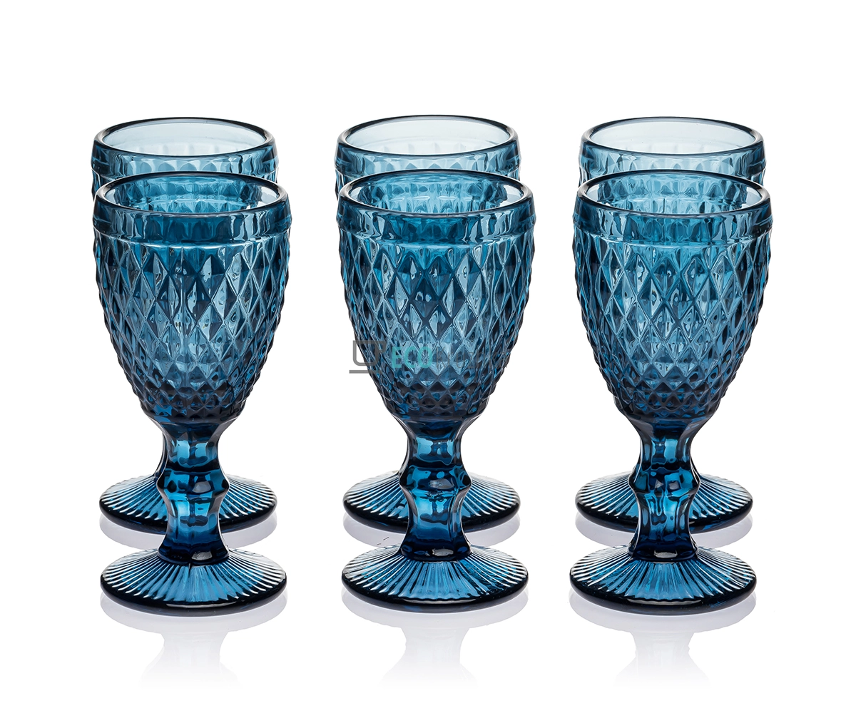 Набір чарок з кольорового скла 6 шт Glassware 40 мл Синій EK9054