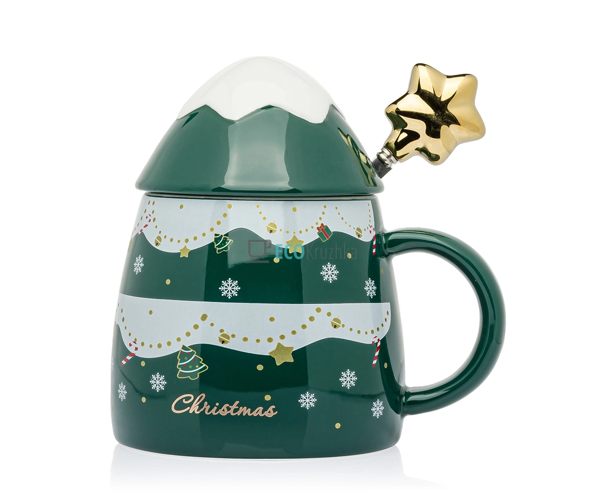 Чашка керамічна 400 мл Christmas(7,8х12,5см) Зелена (66-9412)