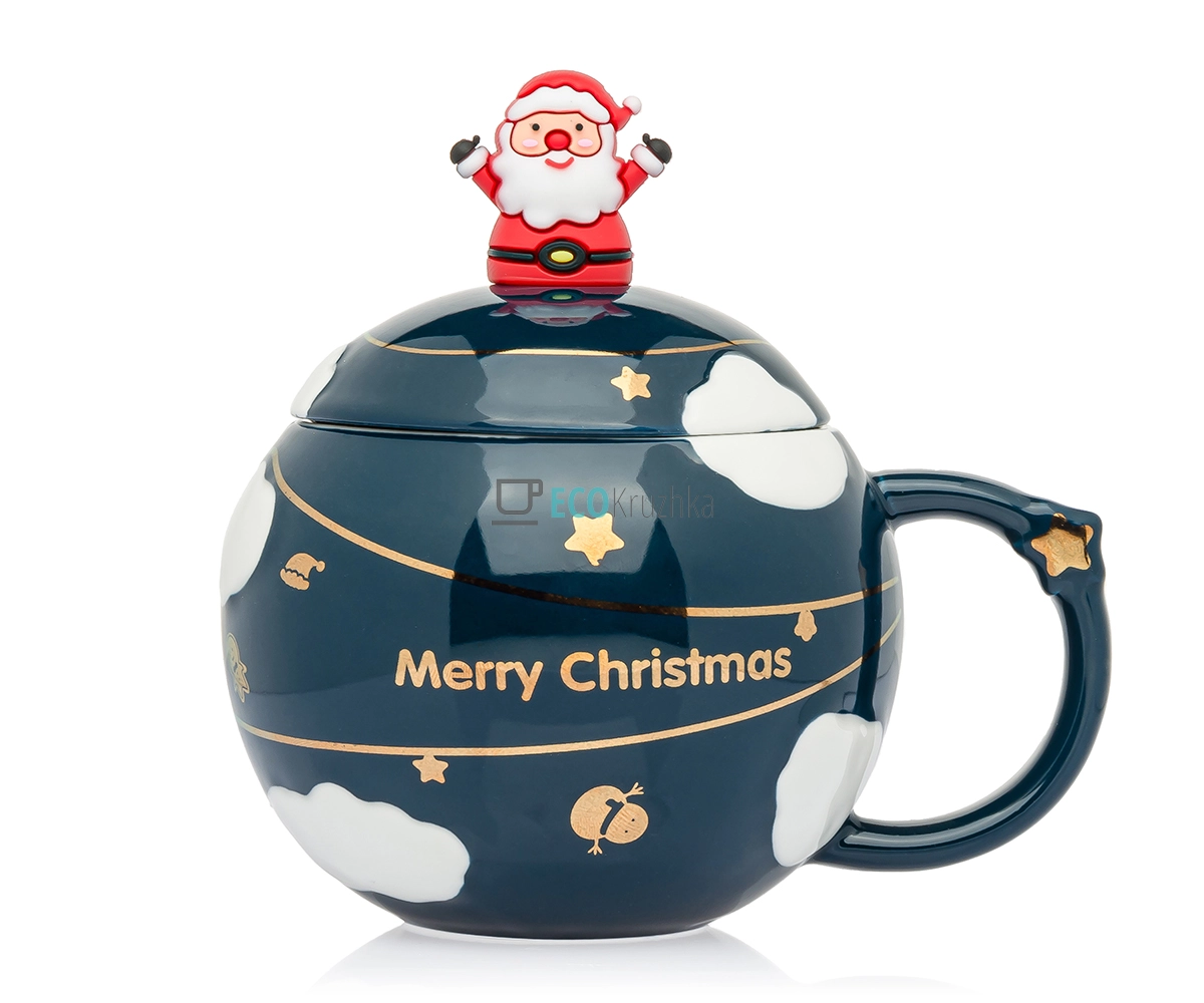 Чашка керамічна 450 мл Merry Christmas (7,8х12,5см) Синій (66-9344)