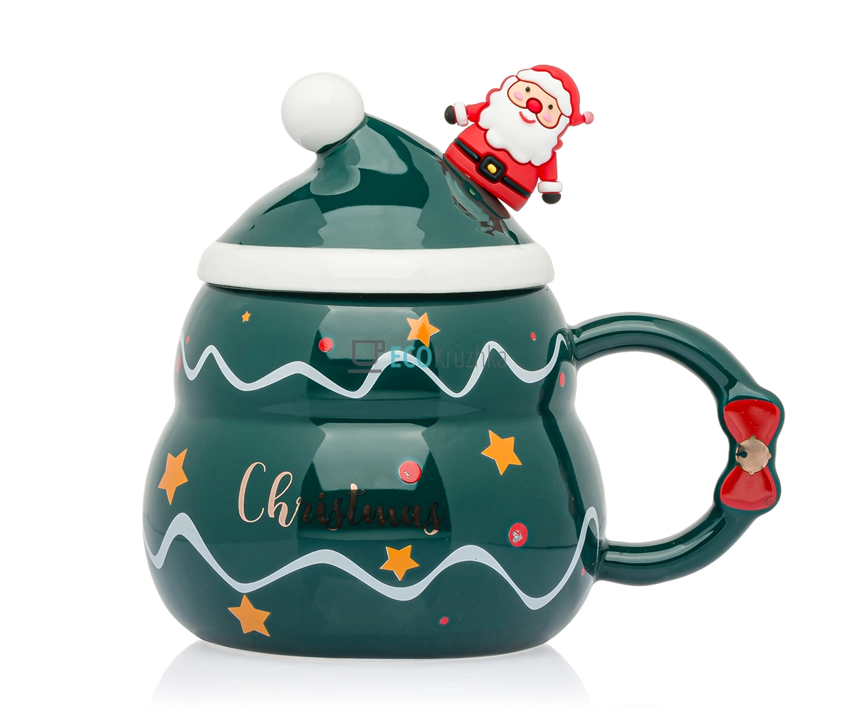 Чашка керамічна 480 мл Merry Christmas (7,5х8,5см) Зелена (66-9436)