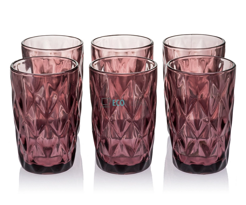 Набір кольорових склянок 6шт Glassware 350мл Рожевий EK9014
