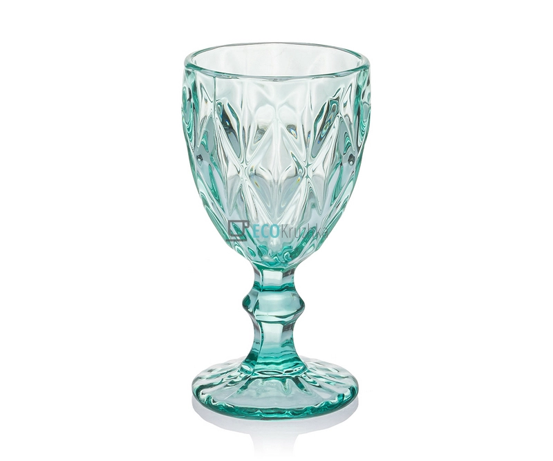 Келихи для вина з кольорового скла 6 шт Glassware 240 мл Бірюзовий EK10908