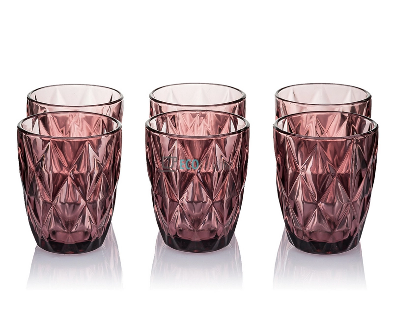 Набір кольорових склянок 6шт Glassware 270 мл Рожевий EK11005