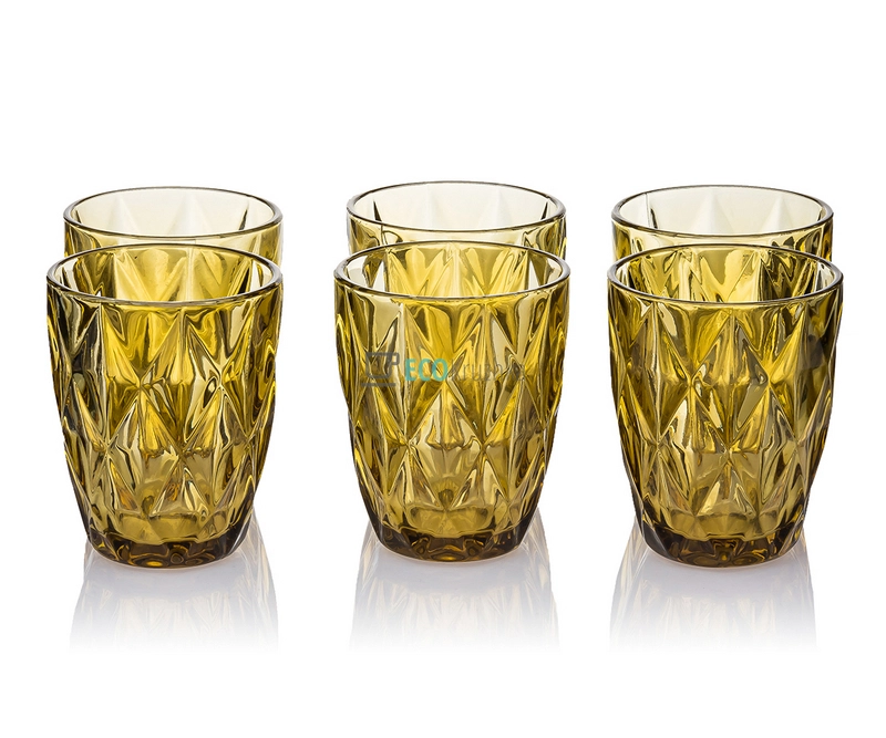 Набір кольорових склянок 6шт Glassware 270 мл Жовтий EK12014