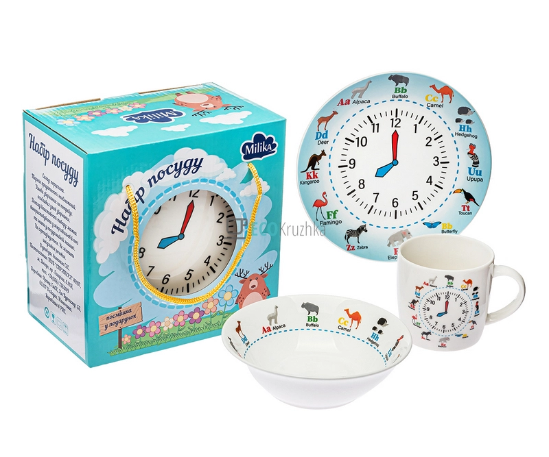 Дитячий набір столового посуду Milika Amusing Clock 3 предмети EK (M0690-KS-2006)