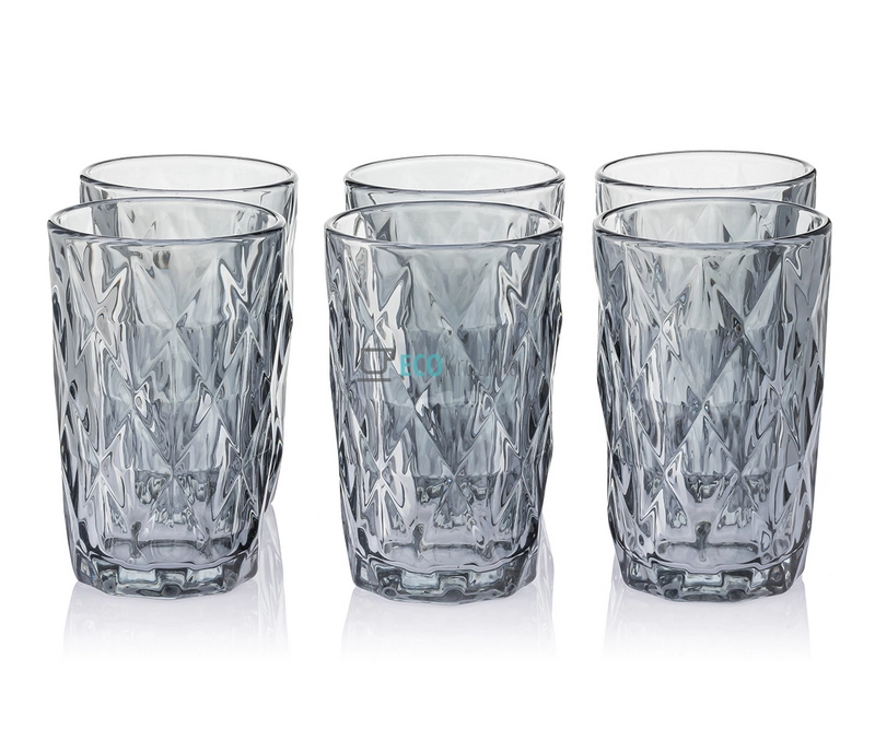 Набір кольорових склянок 6шт Glassware 350мл Сірий EK12325