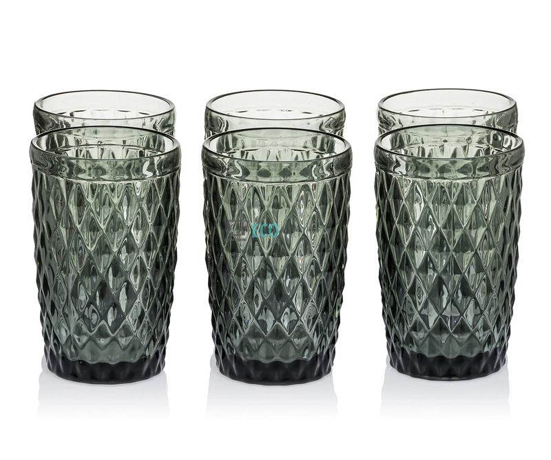 Набір кольорових склянок 6шт Glassware 350 мл Сірий (дрібний ромб) EK9026