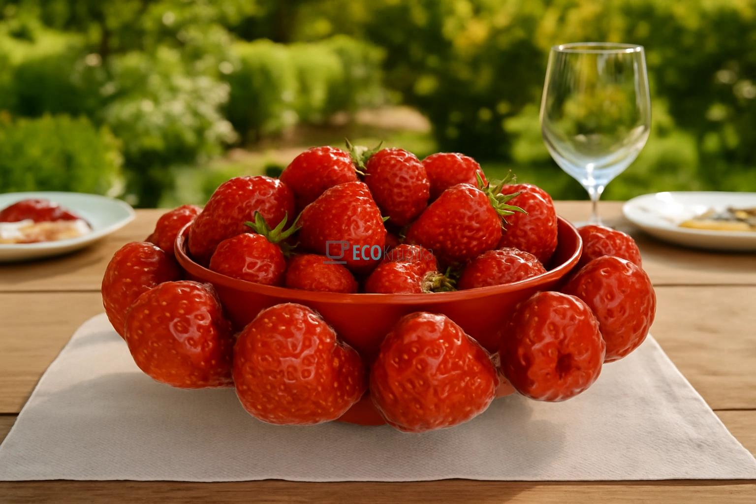 Фруктовниця порцелянова червона 25 см Strawberry (457-342)