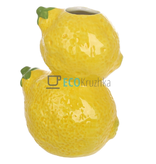 Декоративна порцелянова ваза Lemon 14 см — жовта ваза для квітів у формі лимона (457-348)