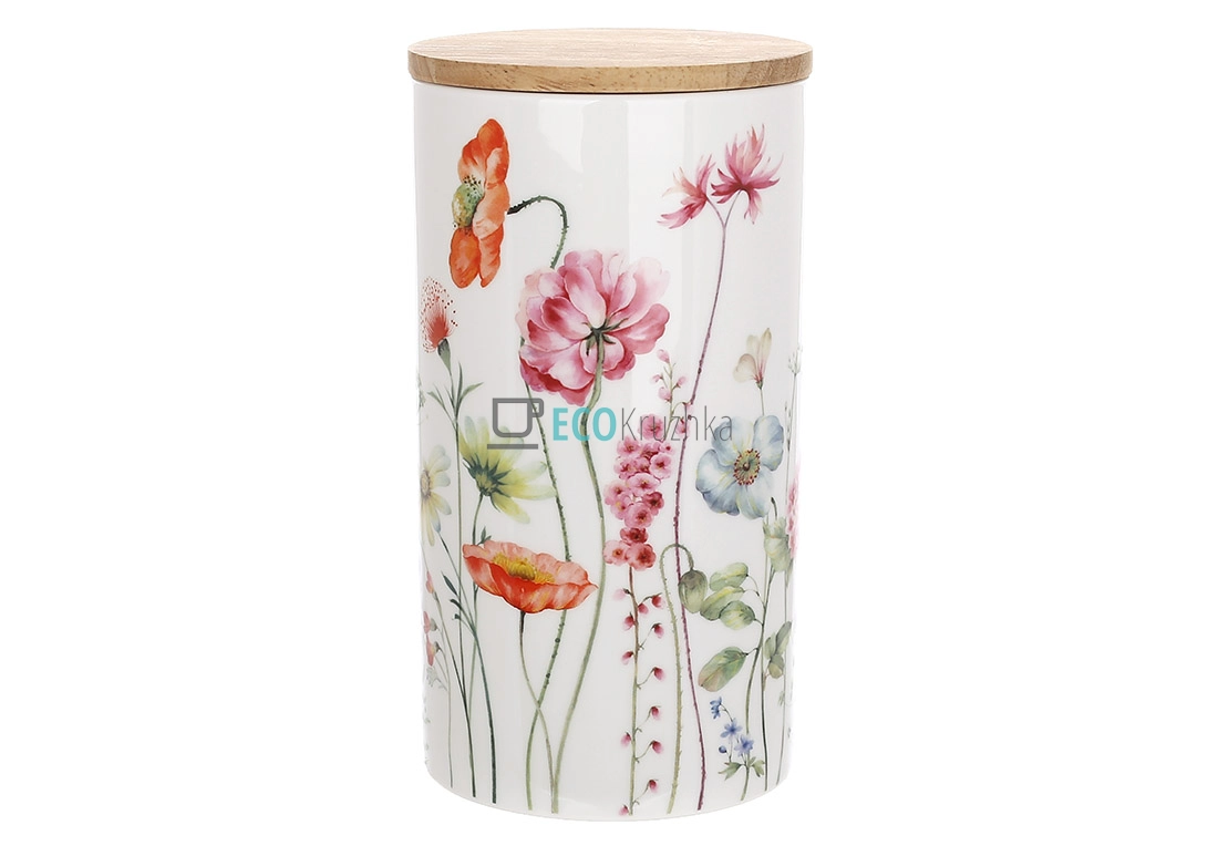 Порцелянова банка для зберігання продуктів 1л з кришкою Flower Garden Bonadi (K055)
