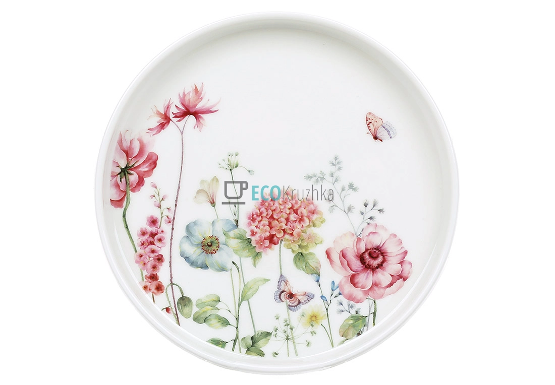 Десертна порцелянова тарілка з квітковим візерунком Flower Garden D15.5 см (K043)