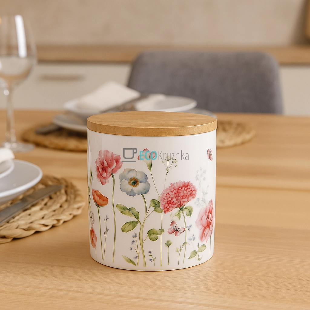 Порцелянова банка для зберігання 460 мл з кришкою Flower Garden Bonadi (K054)