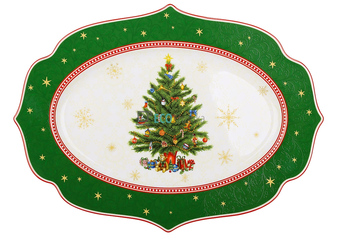 Новорічна сервірувальна тарілка 35×25 см з порцеляни • святковий декор Christmas Story (149-048)