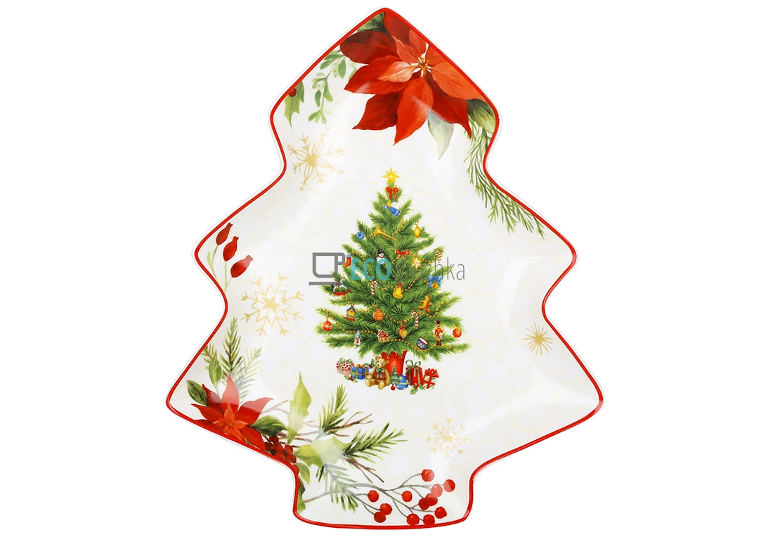 Порцелянова тарілка-ялинка Christmas Story 25×21 см • святковий декор на стіл (149-043)