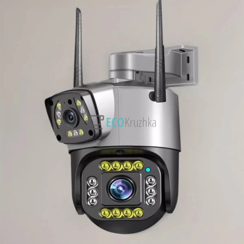 Акумуляторна вулична Wi‑Fi IP‑камера V380 Pro з двома об’єктивами 3+3 Мп, нічним баченням і датчиком руху (X‑034)