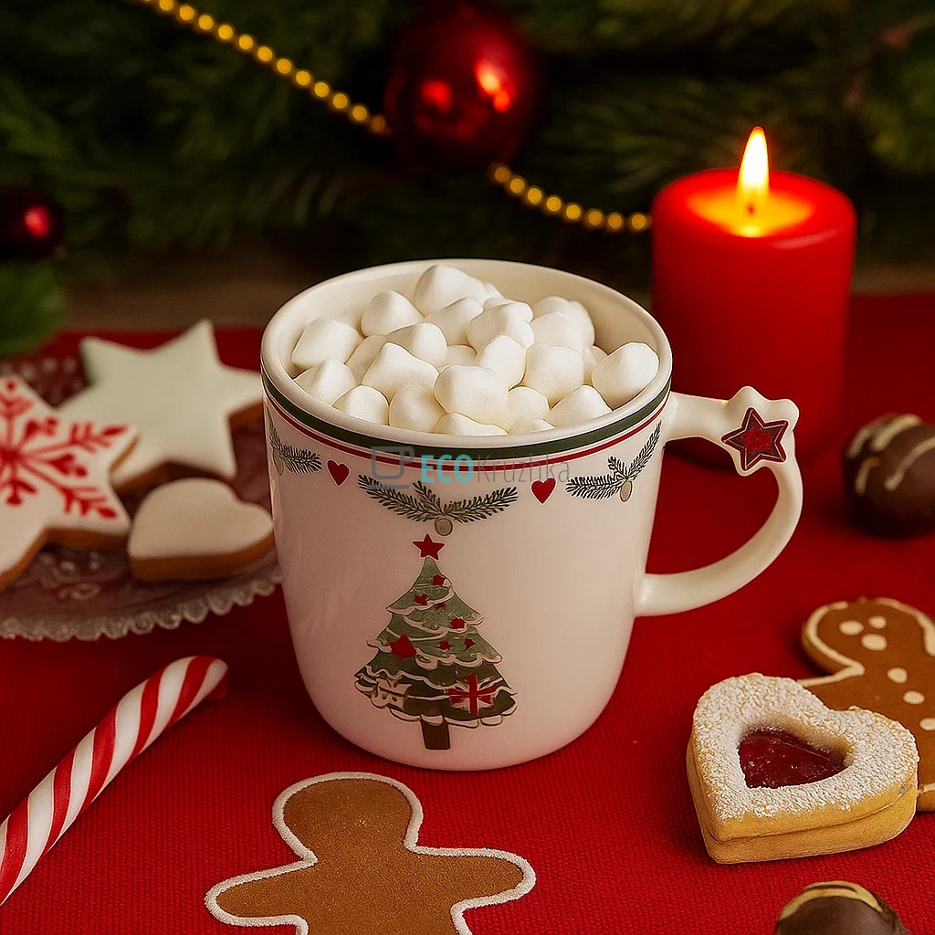 Новорічна кружка порцелянова Happy Holidays 360 мл – святковий кухоль (311-133-3)