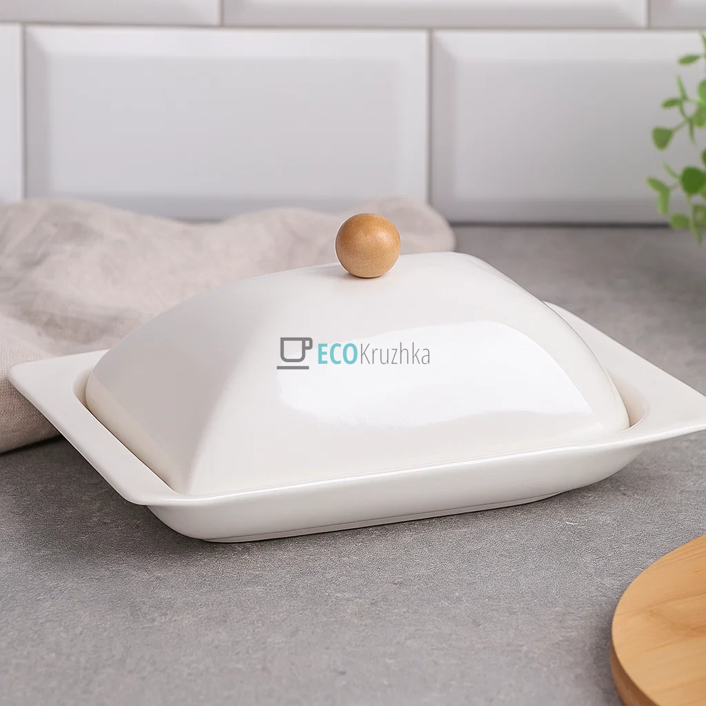 Маслянка для масла порцелянова з кришкою Naturel 19 см (938-002)