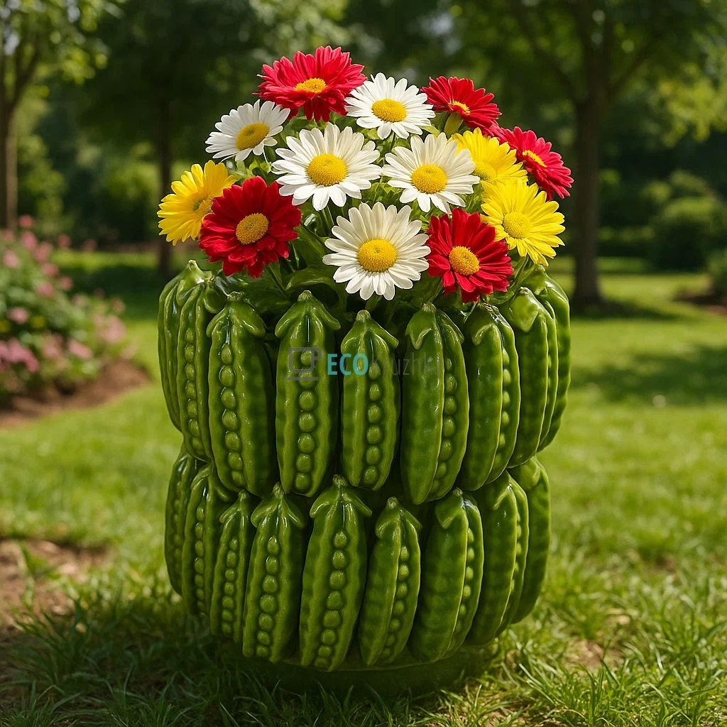 Декоративна порцелянова ваза Peas зелена 17×17 см (457-353)