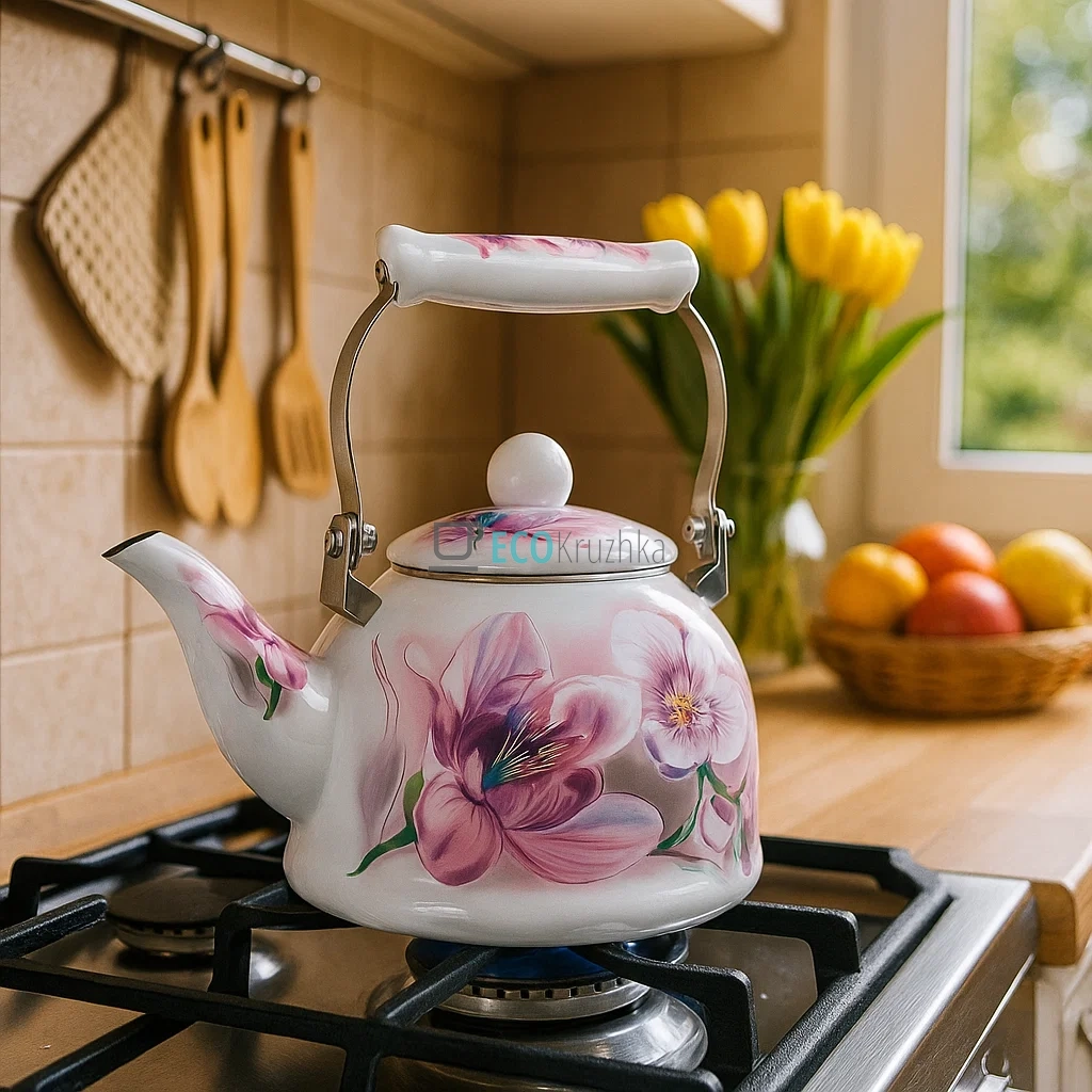 Чайник Емальований 2 л Орхідея (5/L)