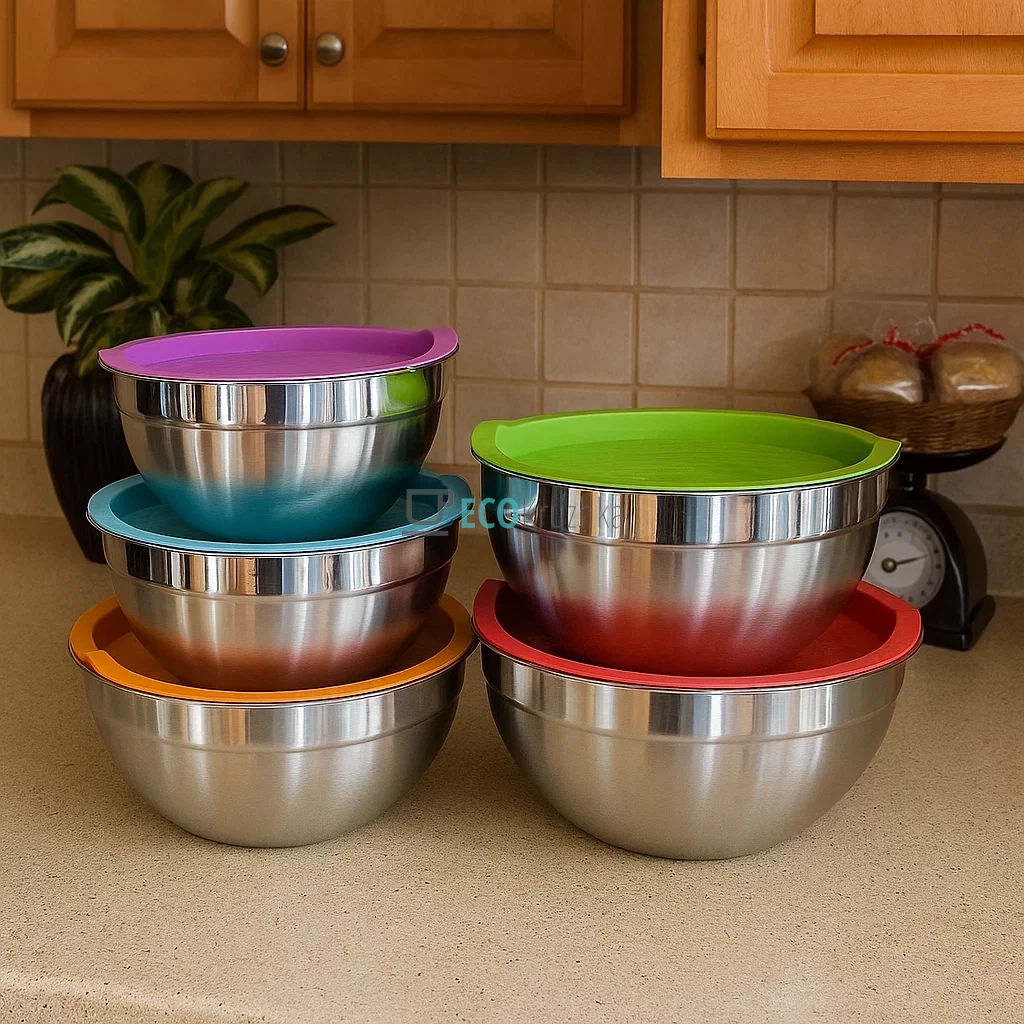 Набір кольорових салатників 5 шт нержавіючих EB-3636