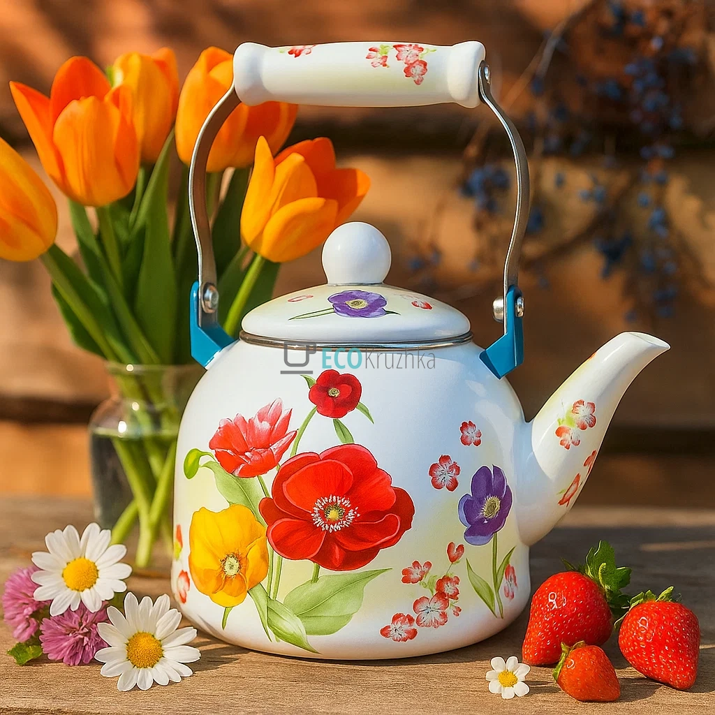 Чайник Емальований 2 л Маковий букет (1/L)
