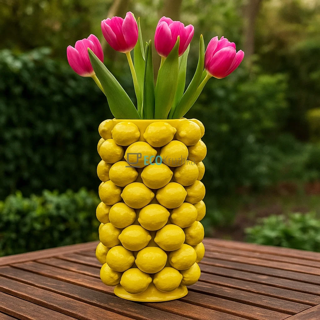 Ваза порцелянова Lemon Лимон Жовтий D26 х 42 см (457-327)