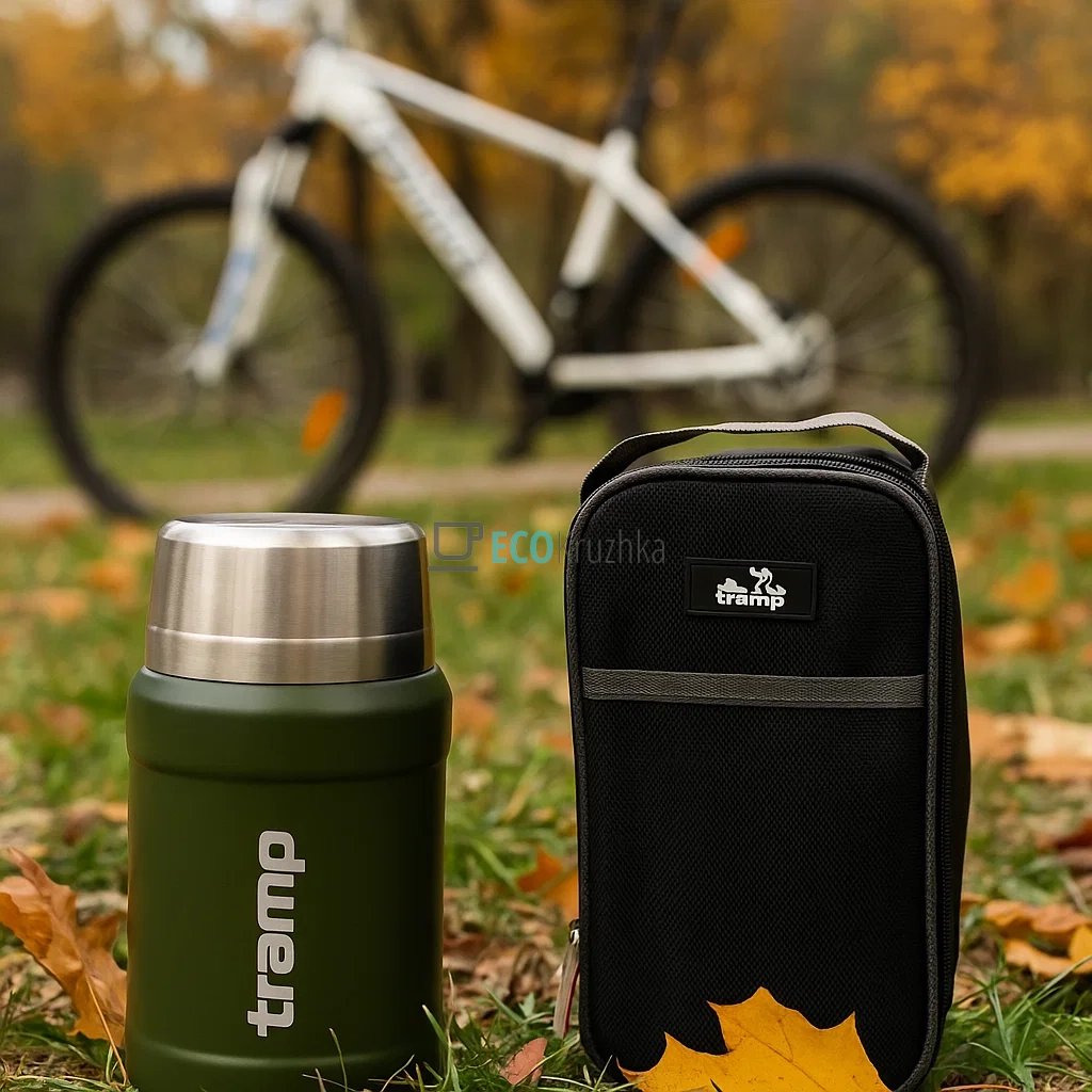 Термос Tramp харчової 800 мл з нержавіючої сталі ложкою та термосумкою Оливковий TRC-132-olive Термос Tramp харчової 800 мл з нержавіючої сталі ложкою та термосумкою Оливковий TRC-132-olive