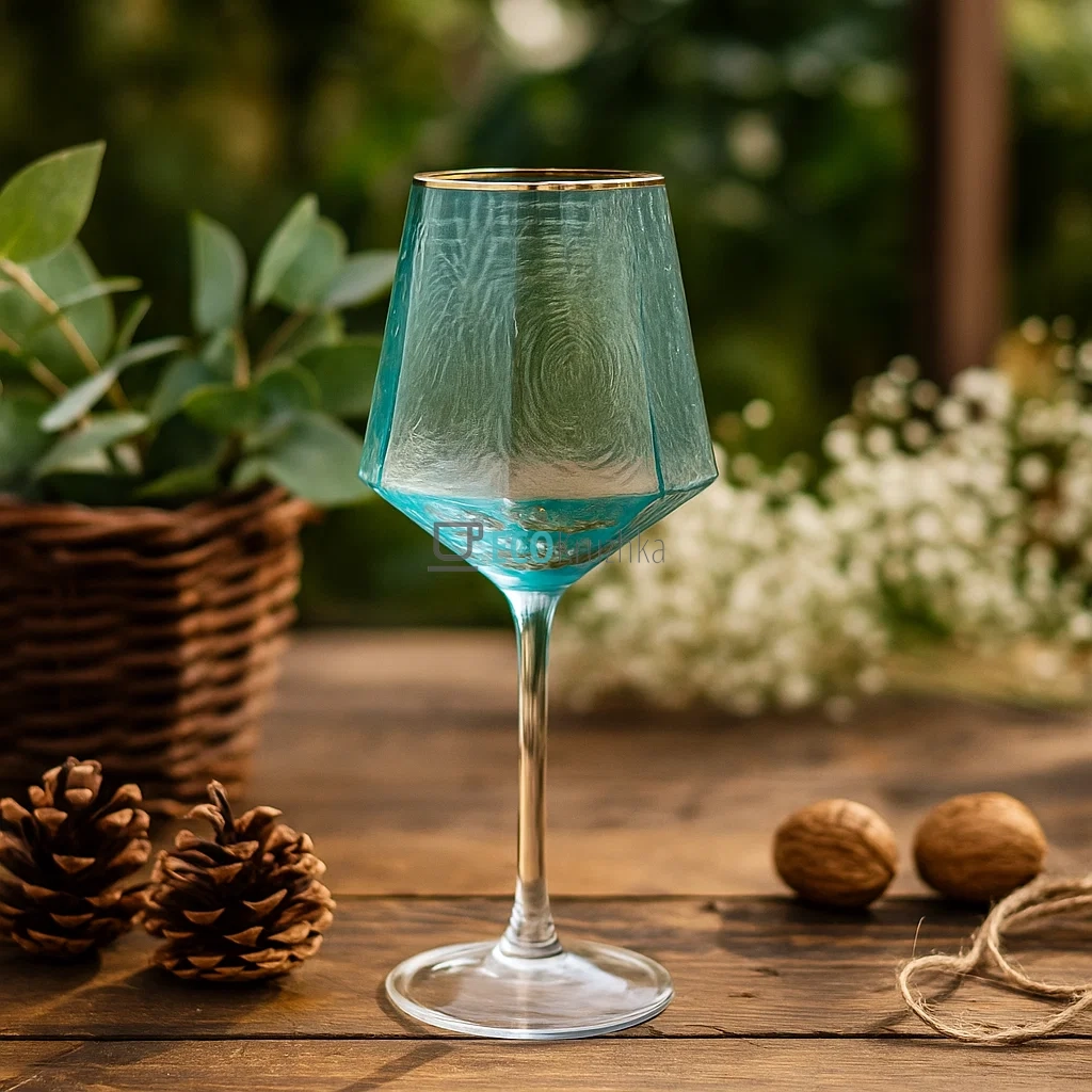 Келих 🍷 для вина з блакитного скла Кристал 530мл EK9035