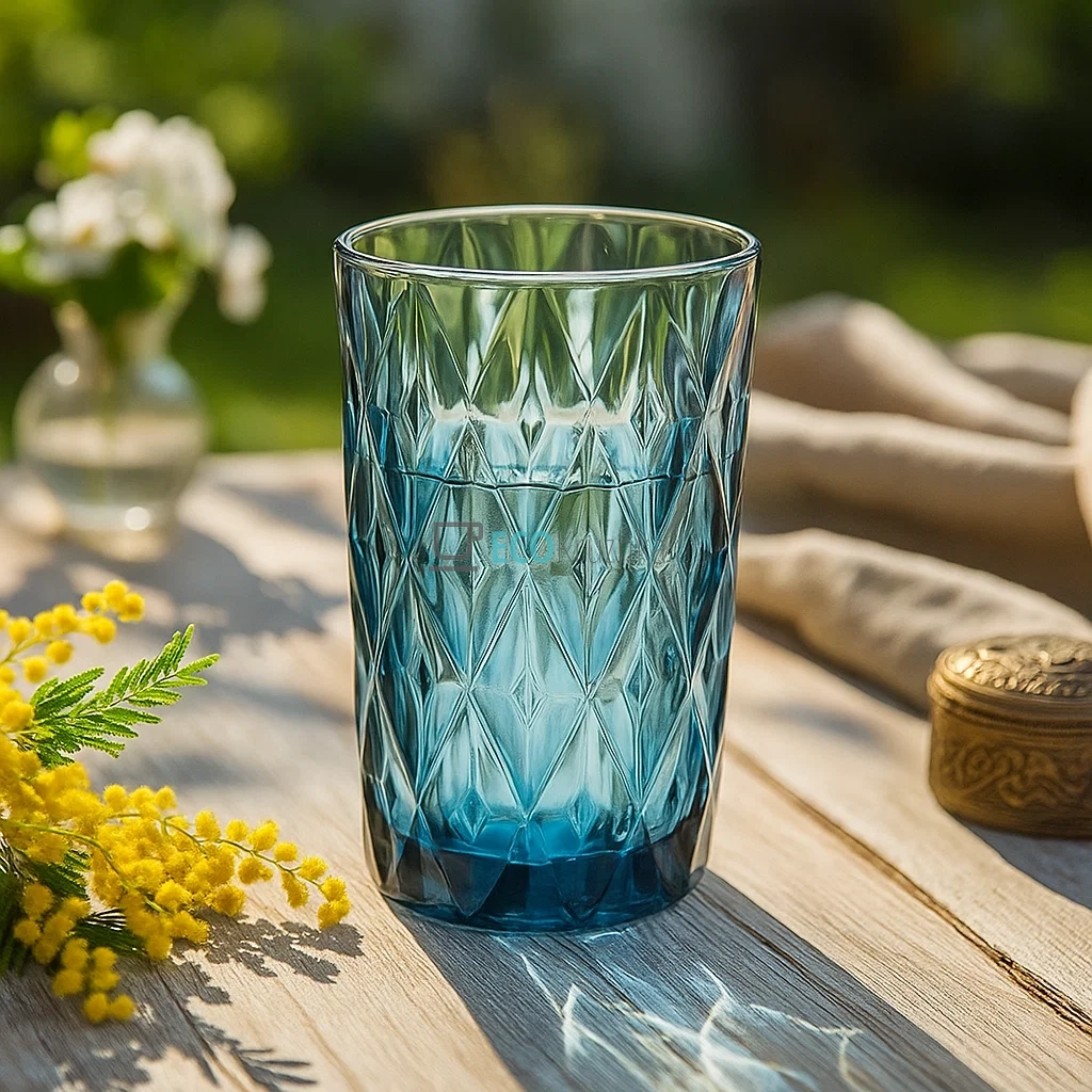 Набір кольорових склянок 6шт Glassware 350мл Синій EK9013