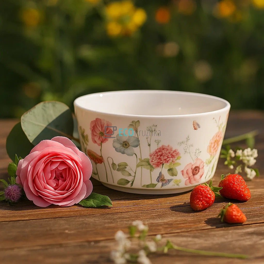 Порцеляновий салатник Bonadi Flower Garden 800 мл круглий (K041)