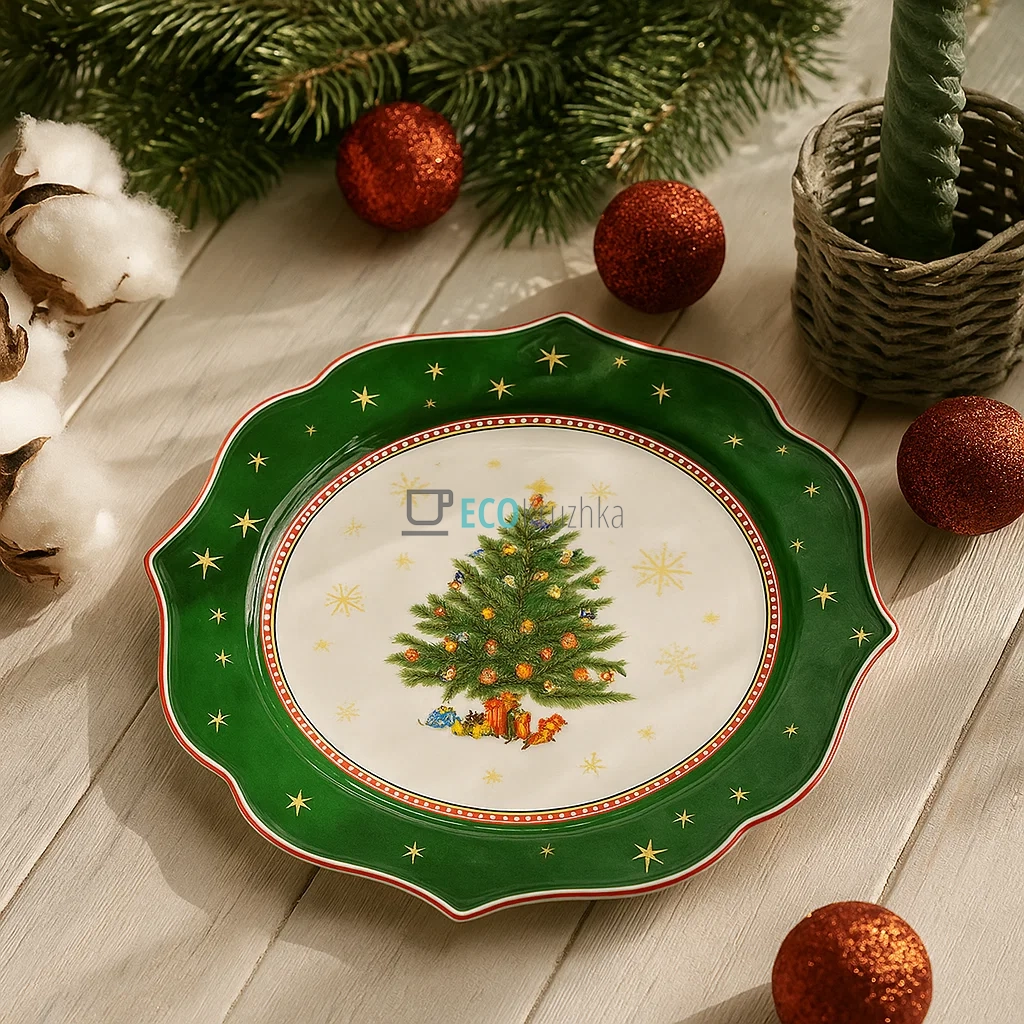 Новорічна порцелянова обідня тарілка Ø27.5 см • святковий декор Christmas Story (149-047)