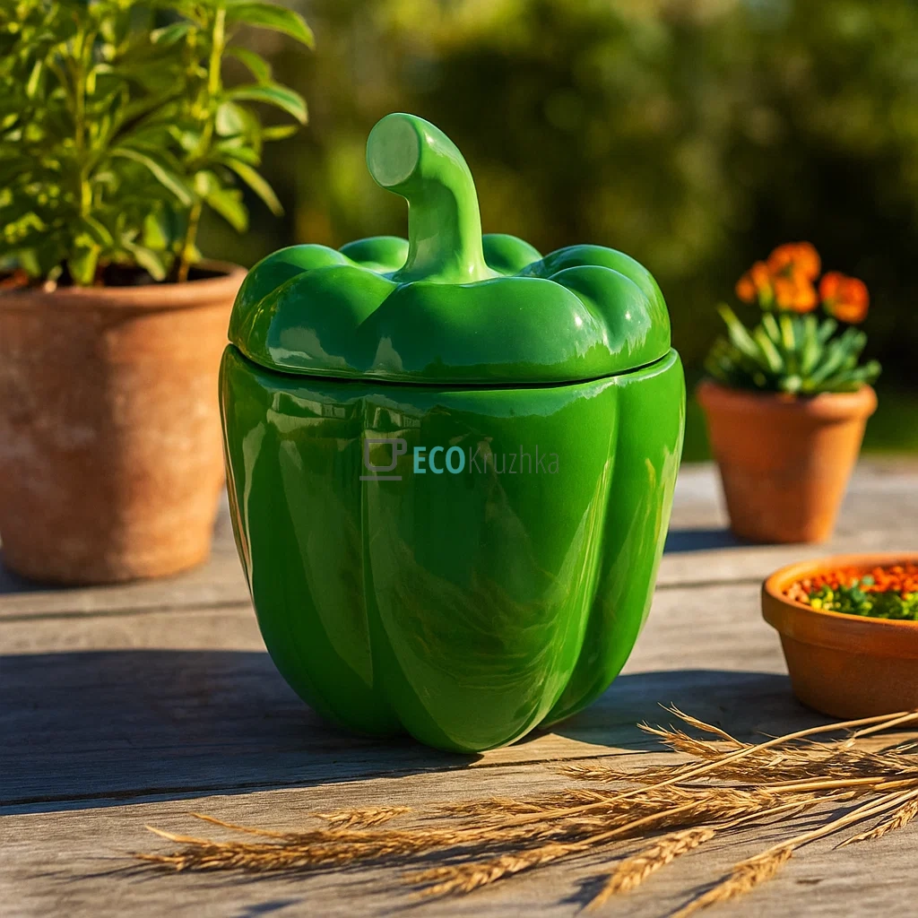 Банка керамічна "Pepper" 550мл, Зелений (928-078) Банка керамічна "Pepper" 550мл, Зелений (928-078)