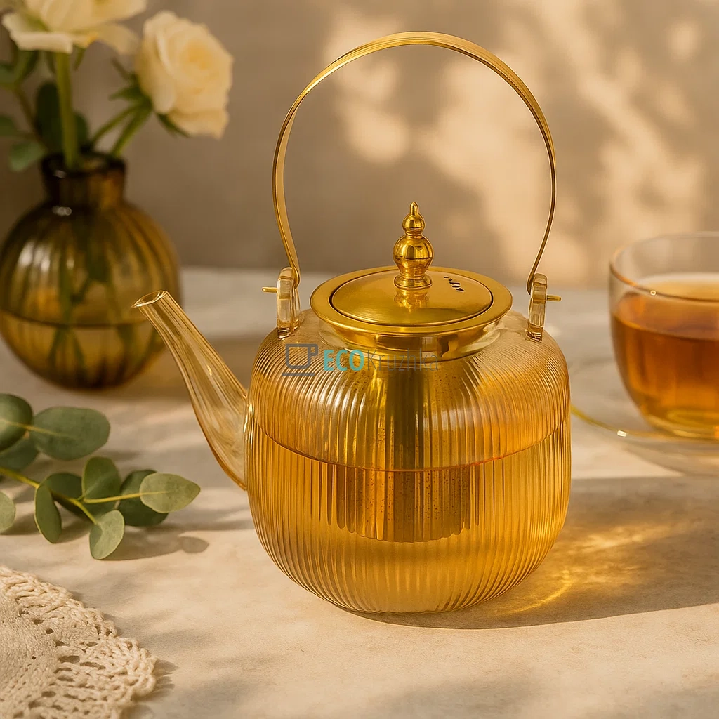 Скляний заварювальний чайник 1200 мл Amber з металевим фільтром (992-489)