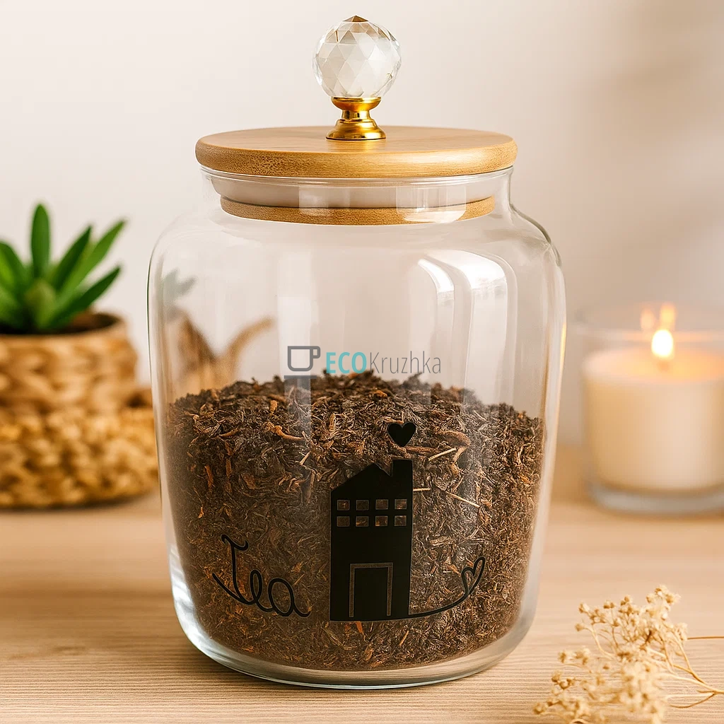 Скляна банка Tea з бамбуковою кришкою, 900 мл (992-444)