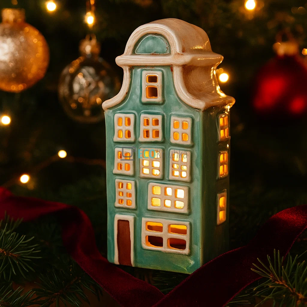 Керамічний свічник у формі Будинку, 11 × 8 × 24 см (Модель 109-030)