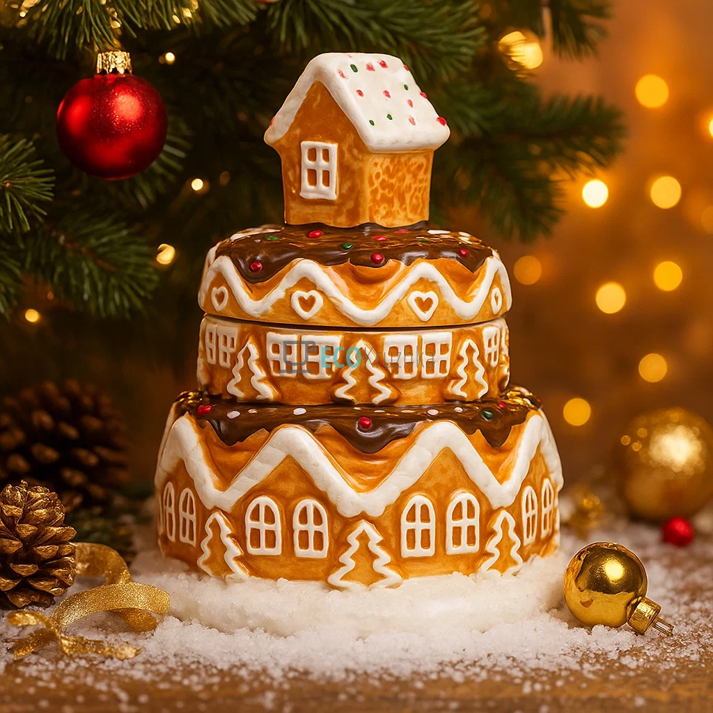 Банка для печива керамічна у формі "Пряниковий Будиночок", 700 мл (модель 923-300) Банка для печива керамічна у формі "Пряниковий Будиночок", 700 мл (модель 923-300)