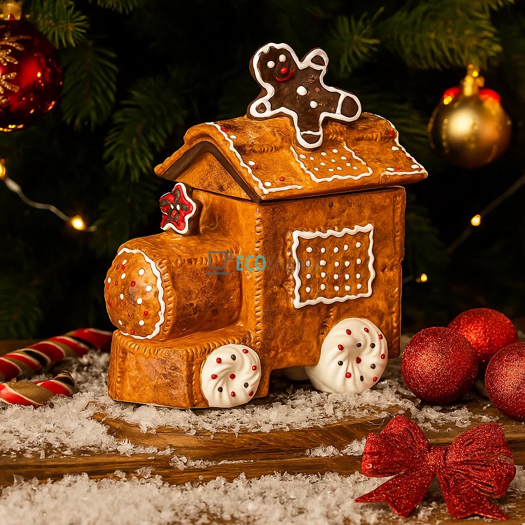 Керамічна банка для солодощів "Паровоз з печива", 900 мл (Модель 923-277)