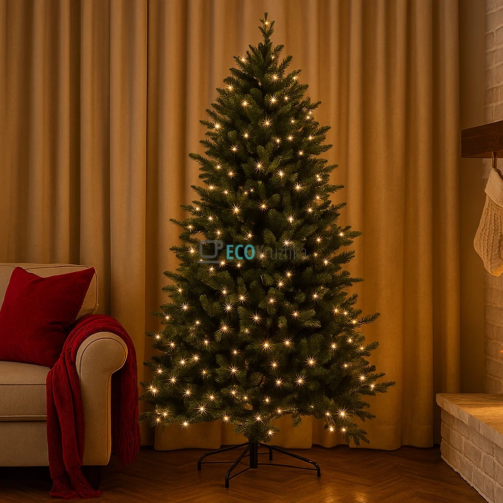 Штучна ялинка "Гармонія" 180 см, 1917 гілок, 500 LED вогнів, тепле біле світло, пишна новорічна ялинка преміум класу 840-129