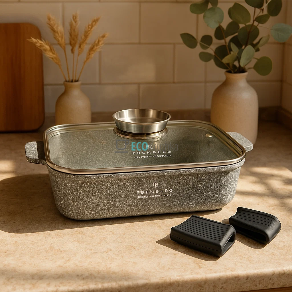 Жаровня алюмінієва з мармуровим покриттям 4 л з кришкою 30x21.5x7 см Сірий Edenberg EB-12125 Жаровня алюмінієва з мармуровим покриттям 4 л з кришкою 30x21.5x7 см Сірий Edenberg EB-12125