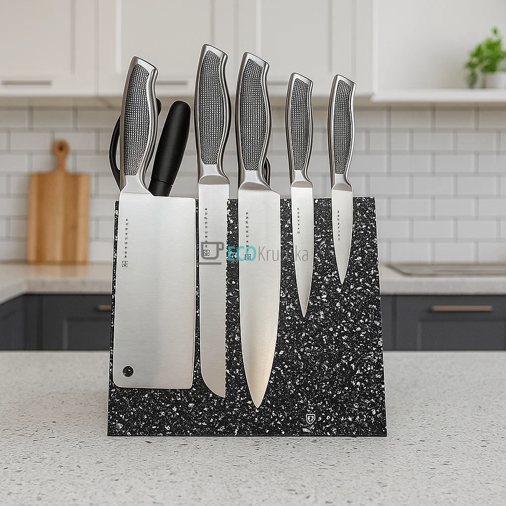 Набір ножів на деревяній підставці 9 предметів Edenberg EB-3614 Набір ножів на деревяній підставці 9 предметів Edenberg EB-3614