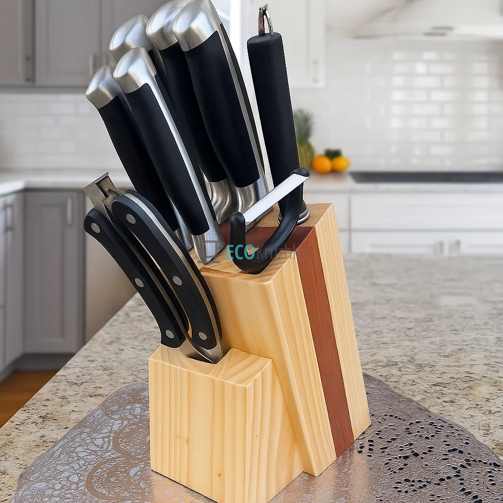 Набір ножів на деревяній підставці 9 предметів Edenberg EB-3612