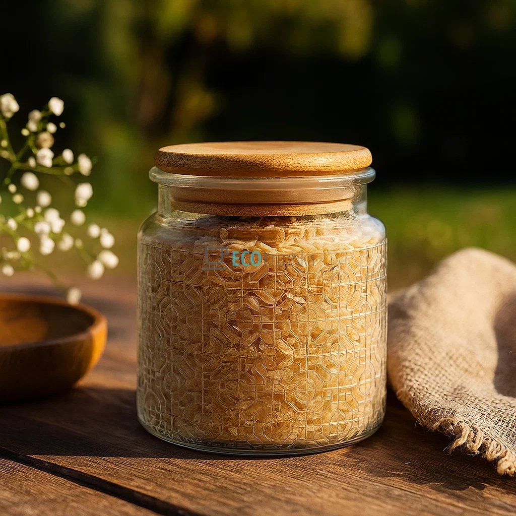 Скляна банка для сипучих продуктів з бамбуковою кришкою, 500 мл, рельєфний дизайн (TS23018A) Скляна банка для сипучих продуктів з бамбуковою кришкою, 500 мл, рельєфний дизайн (TS23018A)