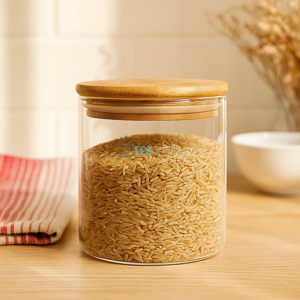 Ємність 950 мл, для сипких продуктів 9.5х14 см із бамбуковою кришкою TS2304B Ємність 950 мл, для сипких продуктів 9.5х14 см із бамбуковою кришкою TS2304B