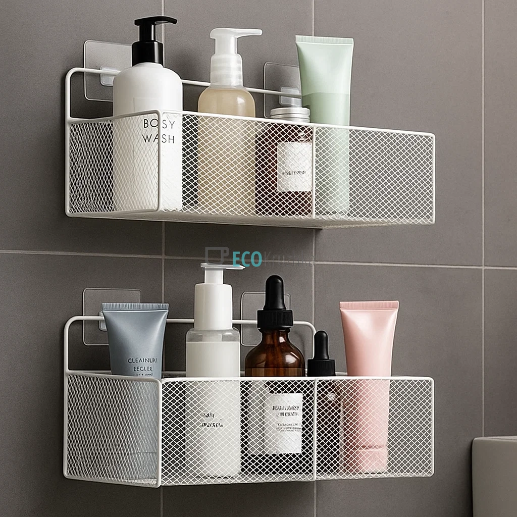 Навісна полиця металева на самоклейкій стрічці 29х13.5х9 см см Біла EK14308 Навісна полиця металева на самоклейкій стрічці 29х13.5х9 см см Біла EK14308